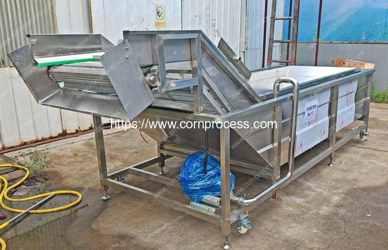 Automatic-Vacuum-Packed-Sweet-Corn-Bag-Air-Bubble-Water-Washing-Machine-for-Indonesia-Customer