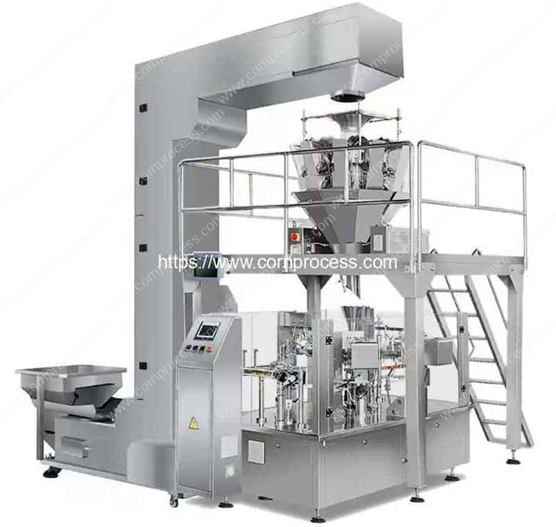 Automatic Pre-Made Bag Loading Sweet Corn Kernel Vacuum Packing Machine